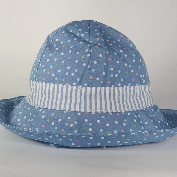 🍉Gymboree girls Bucket Hat. INFANTS Girls  0-3 Months Cotton Blue Polka dot - Picture 4 of 4